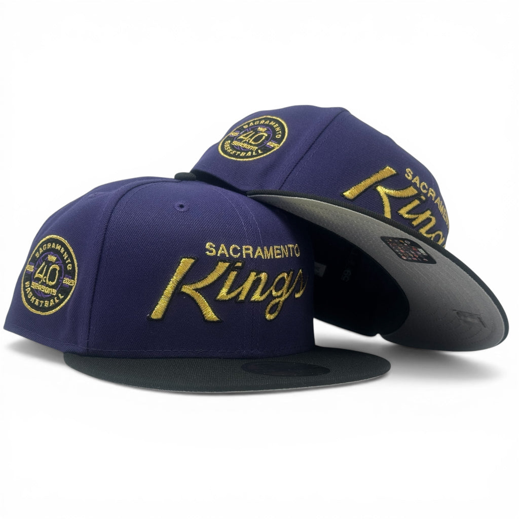 Sacramento Kings 40th Anniversary New Era Fitted Hat-Purple Black