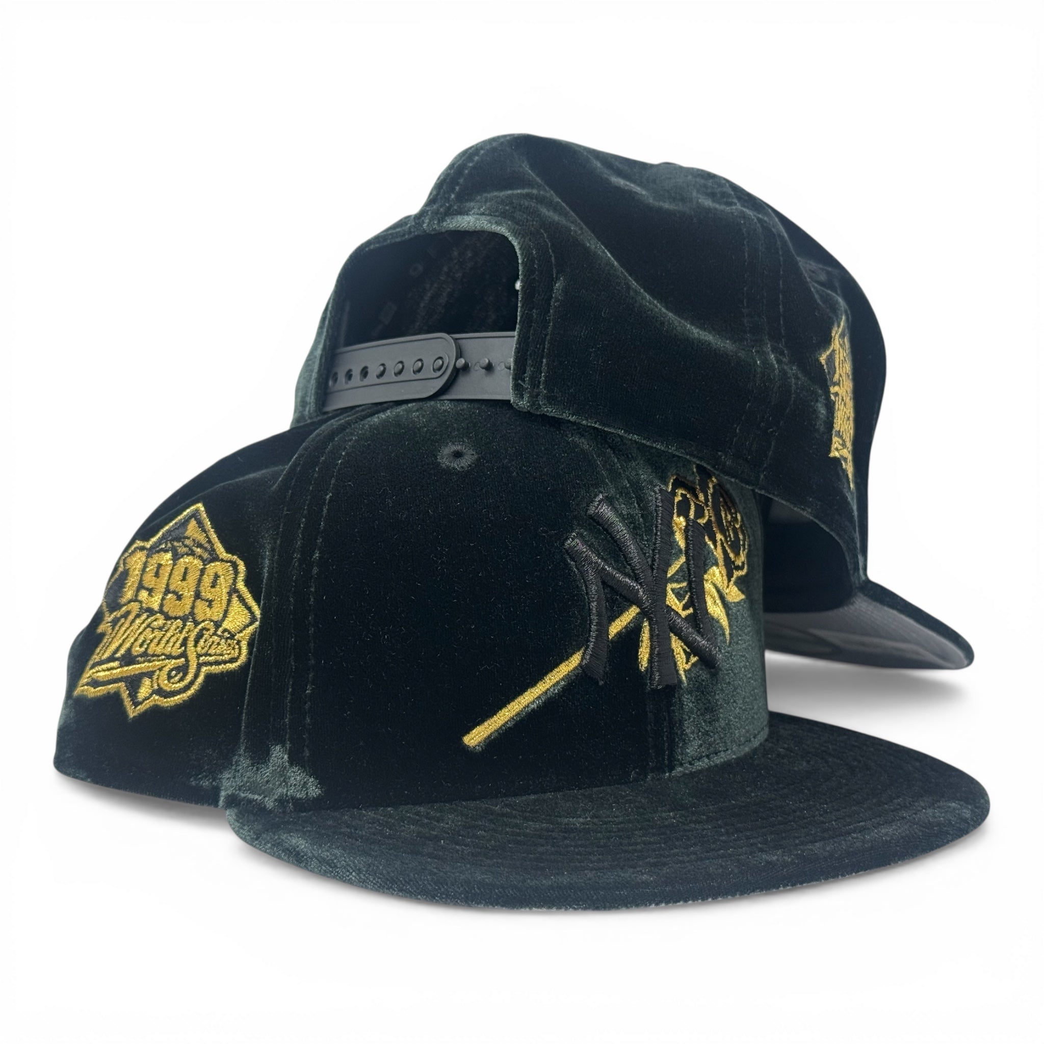 New York Yankees 1999 World Series Floral Logo Fitted Hat-Black Velvet
