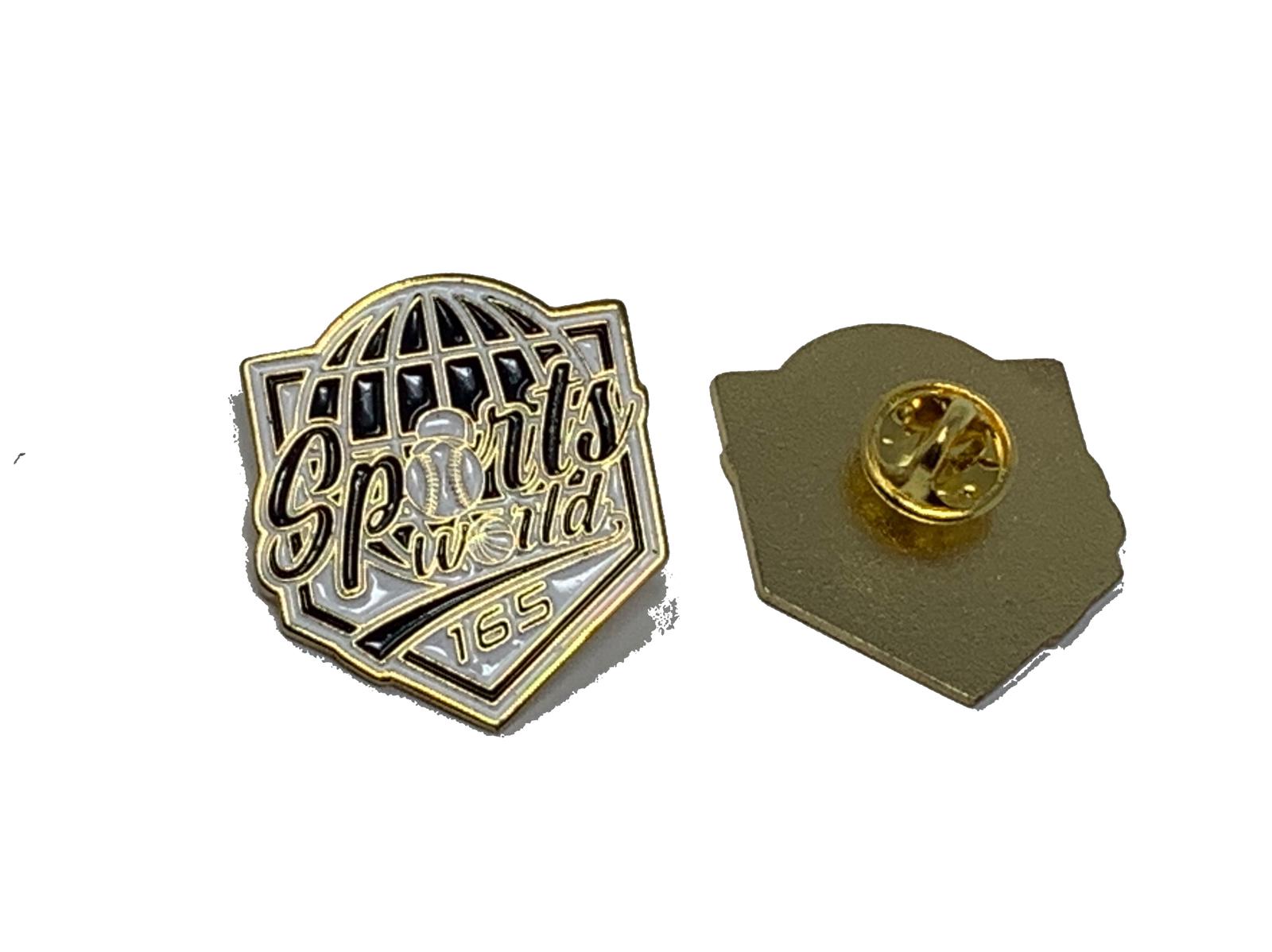 SPORTS WORLD 165 BLACK/ GOLD METAL PIN