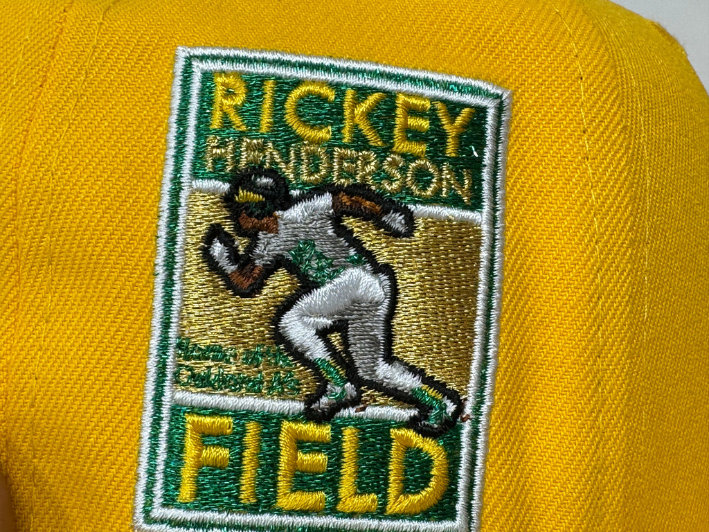 Oakland Athletics Rickey Handerson Field Taxi Yellow 59Fifty New Era Fitted Hat