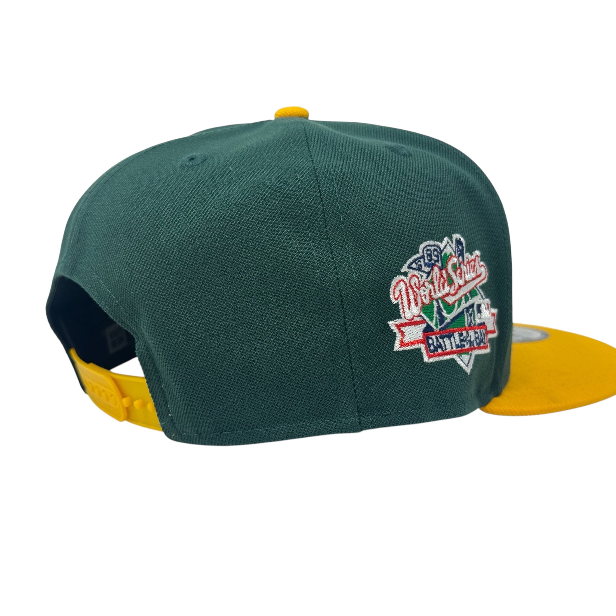 Oakland Athletics 89 World Series Snapback Hats-Green yellow