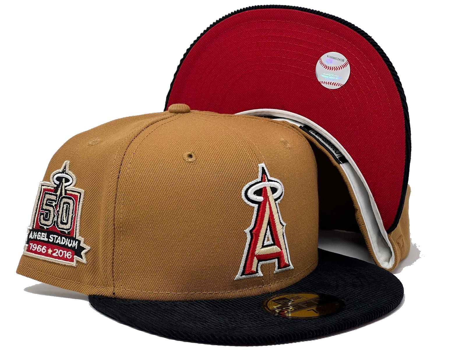 Anaheim Angels 50th Anniversary Corduroy Visor Red Brim Fitted Hats