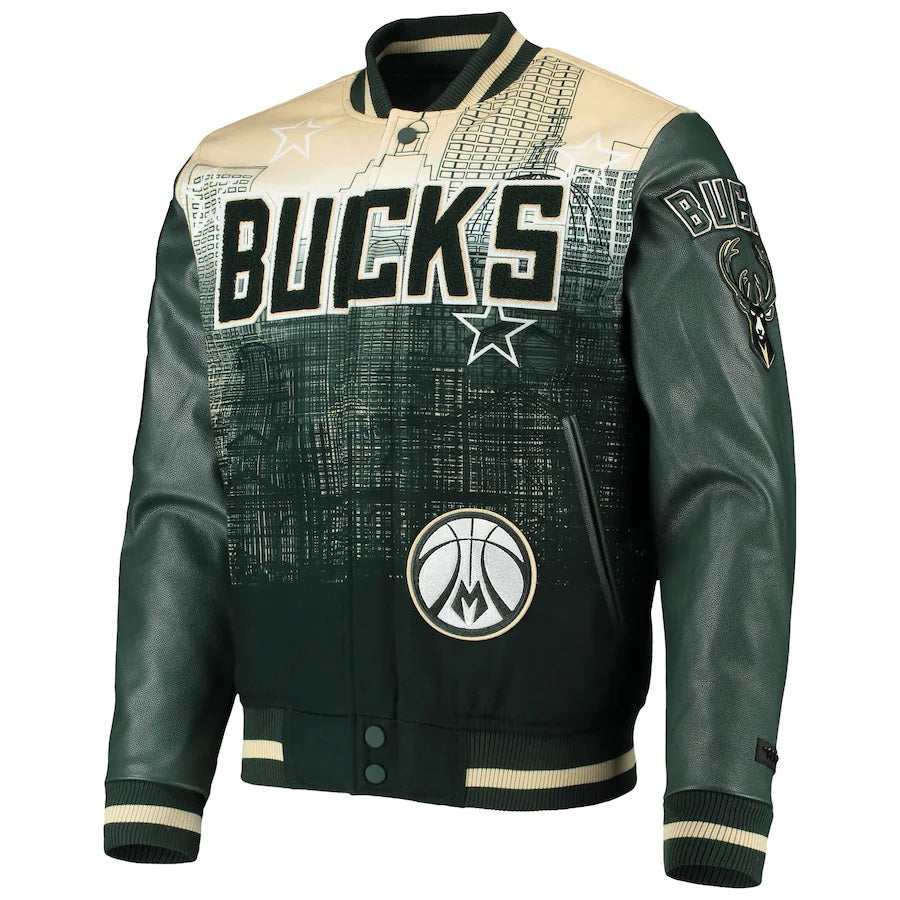 Milwaukee Bucks Pro Standard Jacket Green Remix Varsity