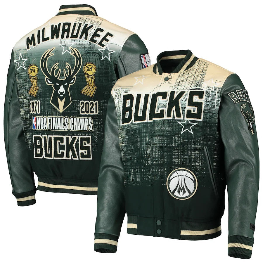Milwaukee Bucks Pro Standard Jacket Green Remix Varsity